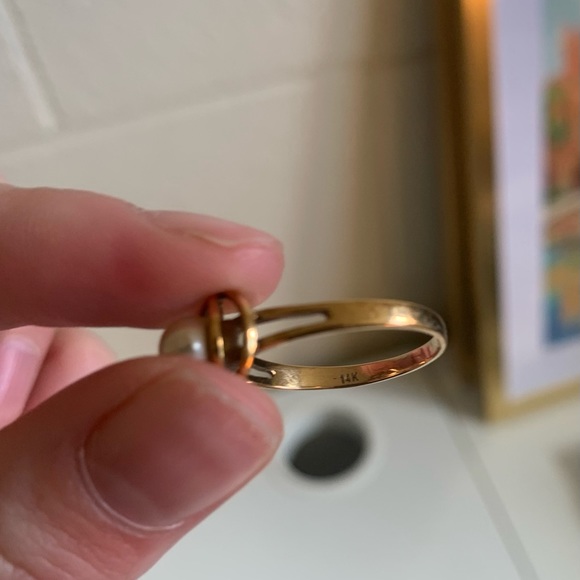 14k Yellow Gold Vintage Pearl Ring with Sz 7
